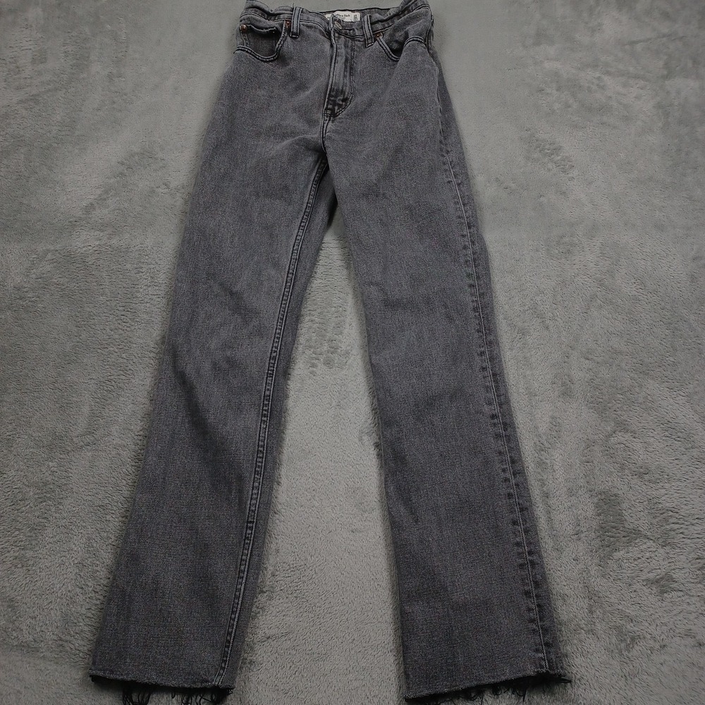 Abercrombie Fitch Jeans Womens 24 Black‎ Distressed High Rise Straight